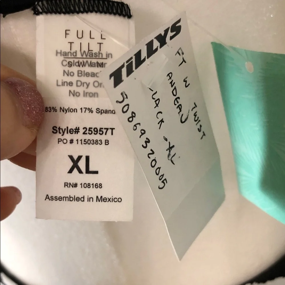 NWT Tilly's Swim Bikini Bandeau Twist Top with Zebra Tie-Side Bottoms Sz XL (S2)